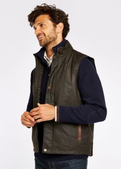 Dubarry hombres chaleco encerado mayfly FZ86P1001 ropa aceituna